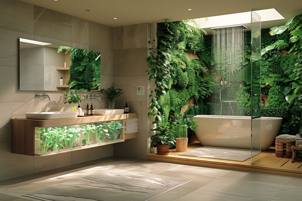 Rénovation de salle de bain : intégrer une salle de bain verte moderne