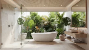 salle de bain tropicale